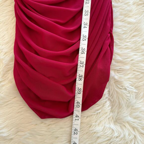 Novan Lima Dress Burgundy Ruched Cold Shoulder Small NWT - Picture 7 of 8